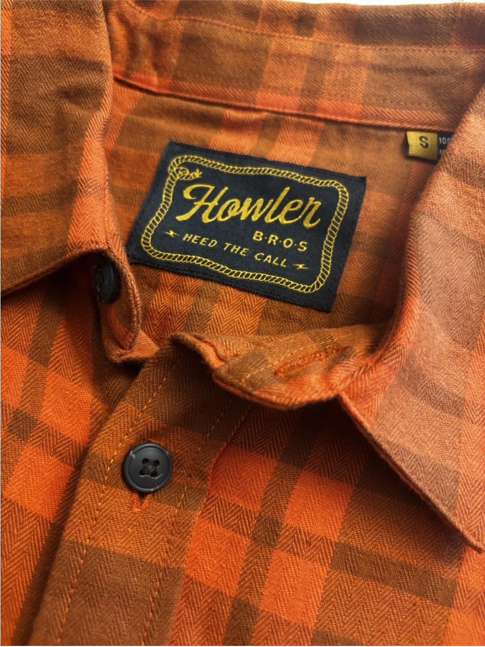 NWT Howler Bros LA Grange Lightweight Flannel Size Small S Orange Button Down - Picture 6 of 6